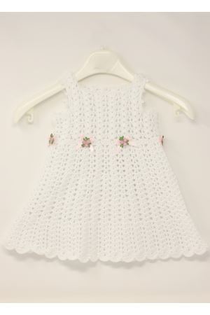 Crochet white dress for new born from 0 to 3 months Capridea | VESTITOUNCINETTOBIANCO